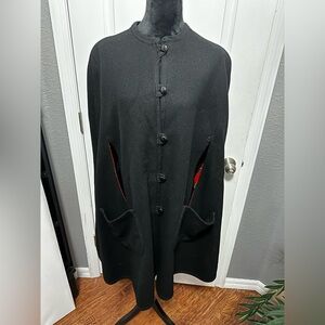 PENDLETON reversible CAPE Coat Red plaid Black OSFM